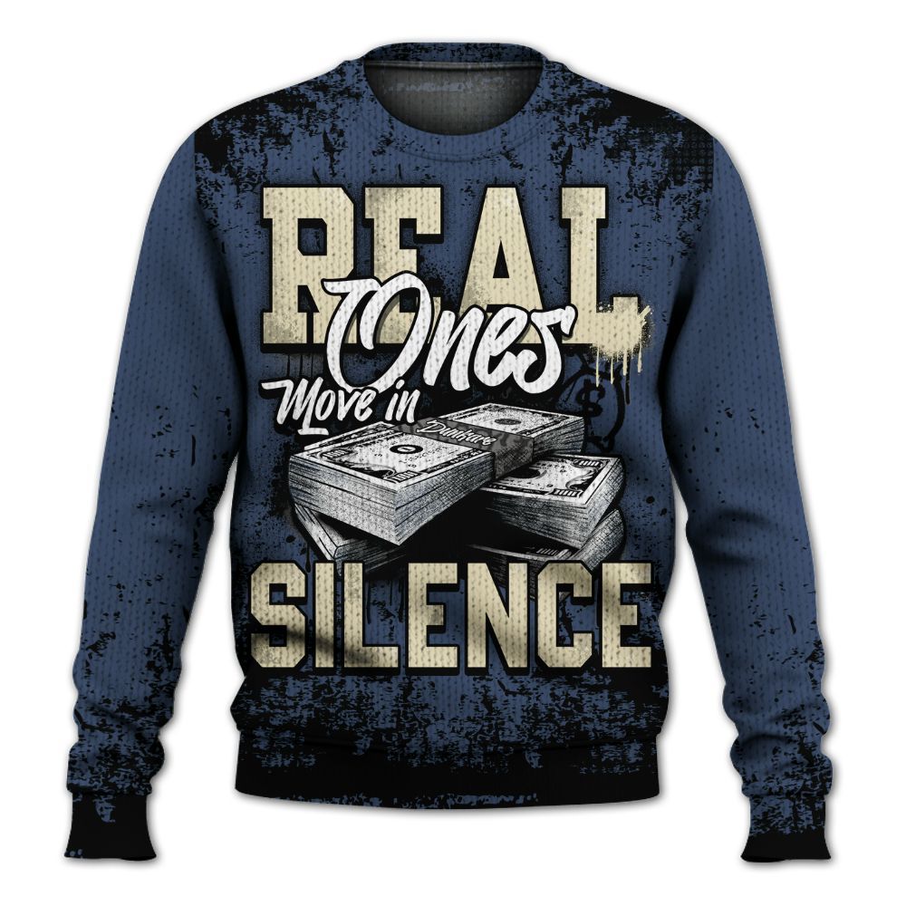 Knitted Sweater To Match Diffused Blue 3s - Move In Silence Money Street Retro