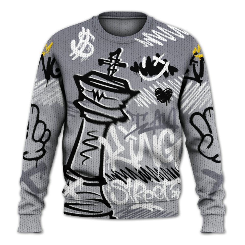Knitted Sweater To Match Low Cement Grey 11s - Street King Chess Streetwear