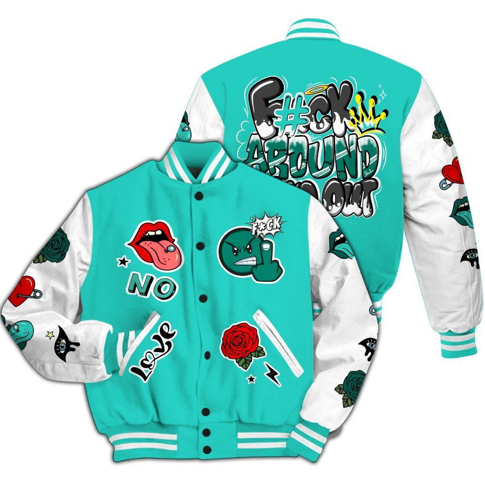 Varsity Jacket To Match Dunk Low Clear Jade - FK Around Find Out All Over Print