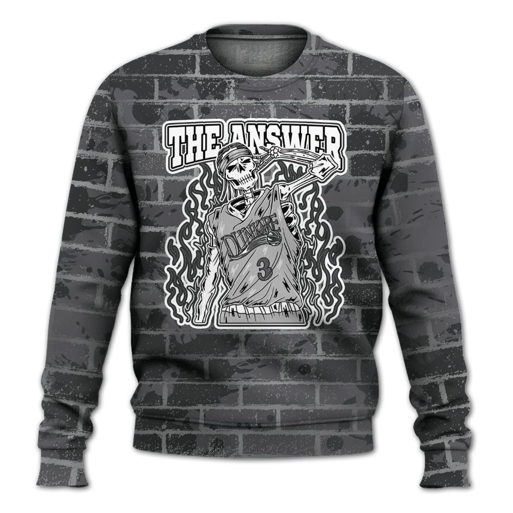 Sweatshirt To Match White Thunder 4s - Allen Answer Skeleton Brick All Over Print