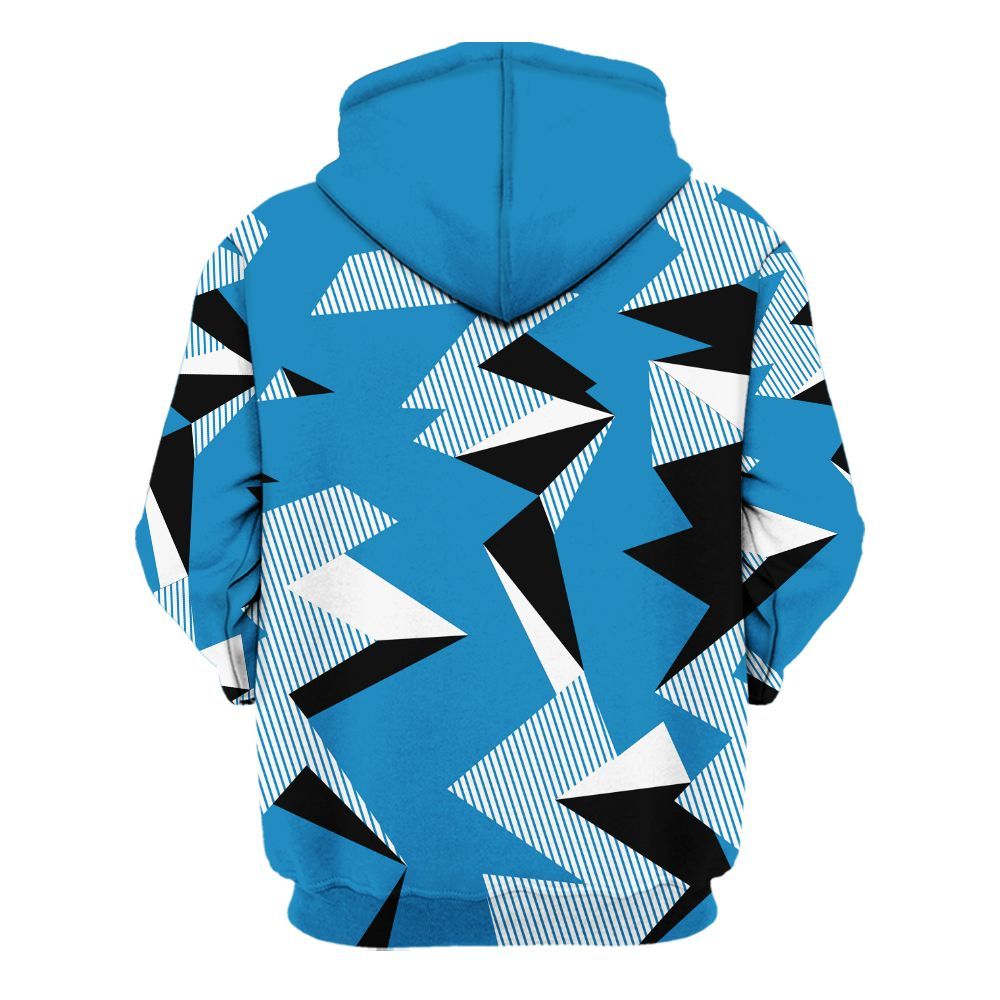 Hoodie To Match Retro University Blue 9s - Geometric Camouflage Pattern All Over Print