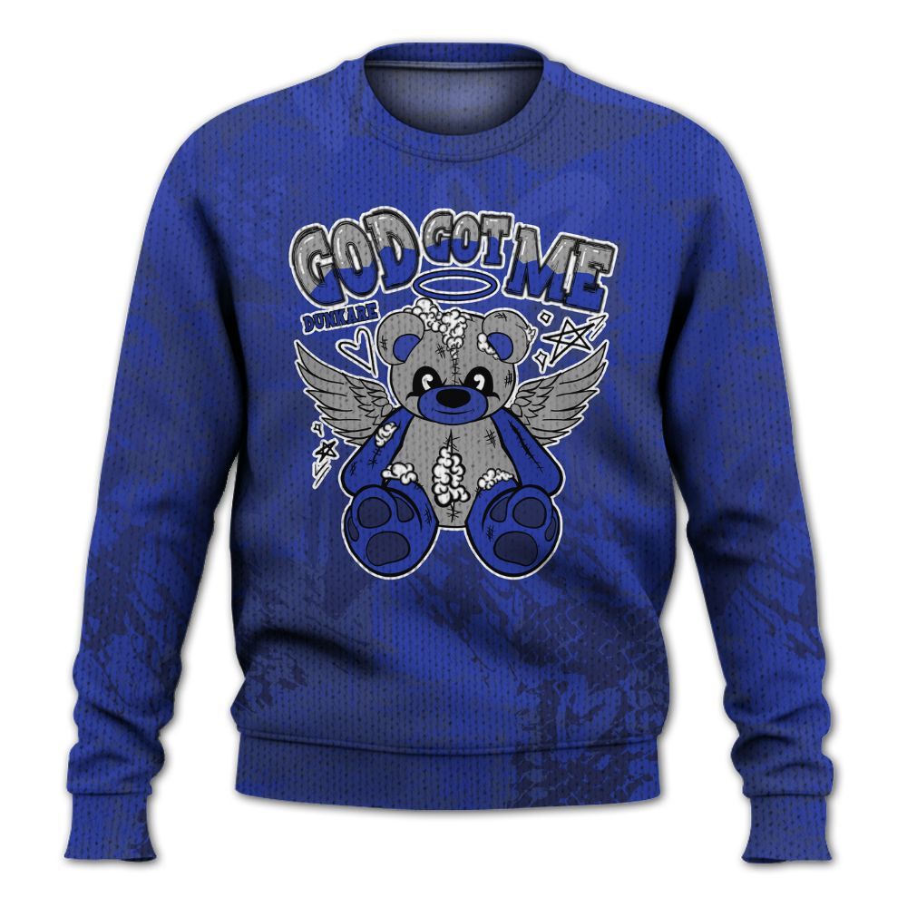 Knitted Sweater To Match Air Max Plus Black Racer Blue - Gods Guides Me Bear Heart Grunge