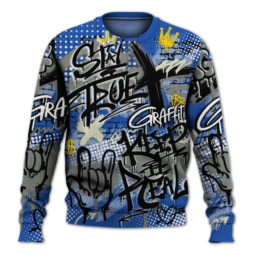Knitted Sweater To Match Lucky Shorts 3s - True It Real Graffiti Streetwear