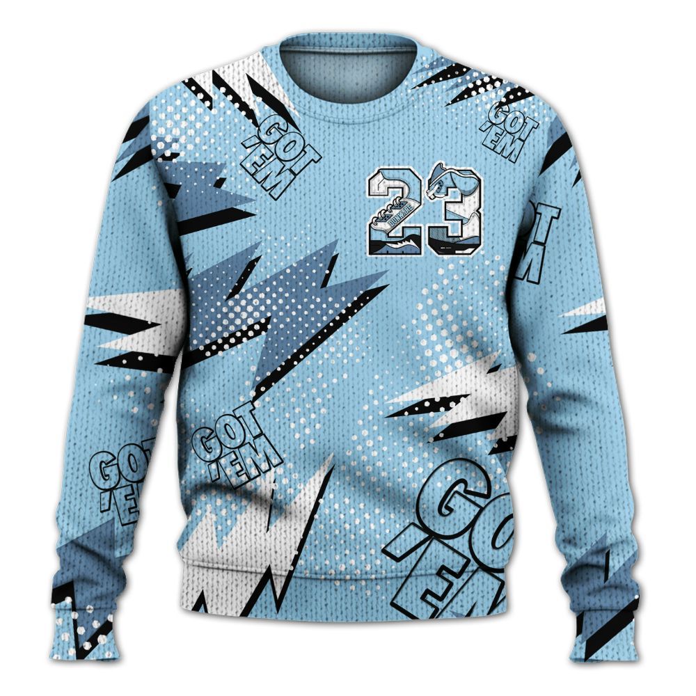 Knitted Sweater To Match Legend Blue 11s - Custom Name Number 23 5s