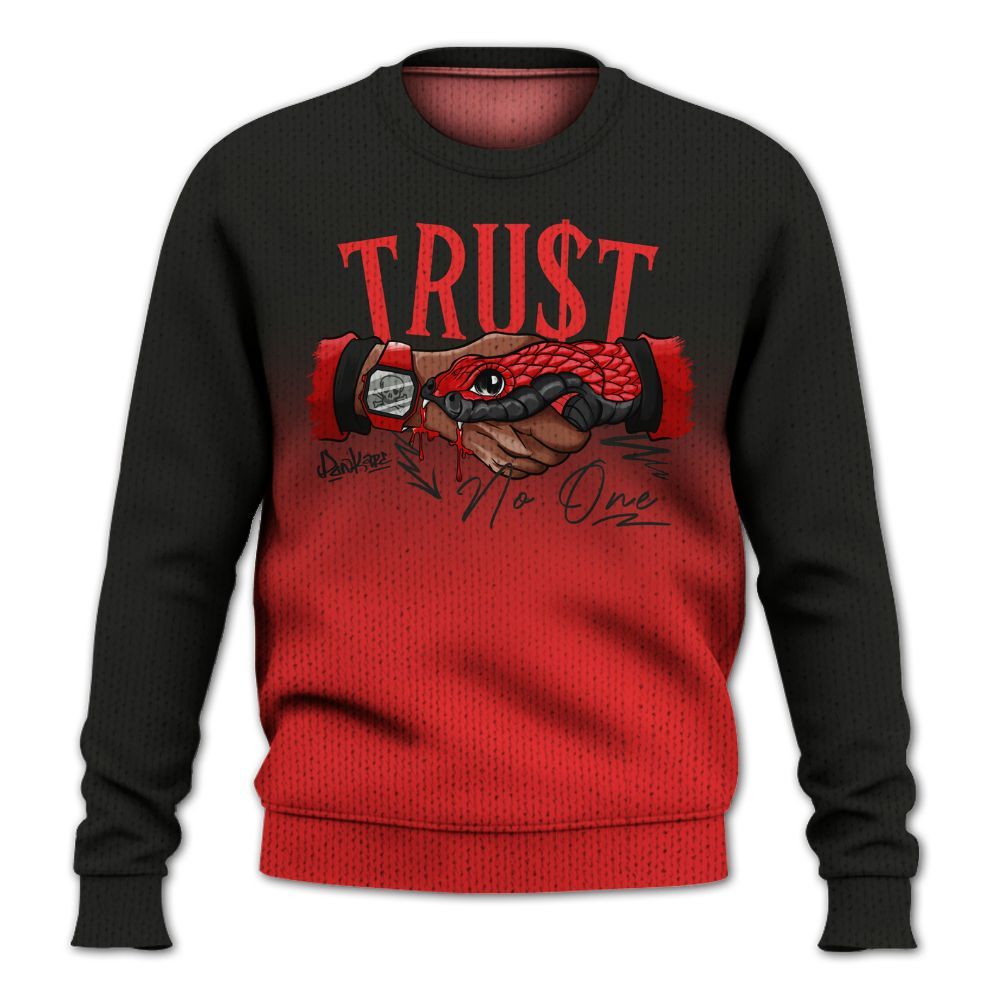 Knitted Sweater To Match Red Thunder 4s - Snake Trust No One Drip