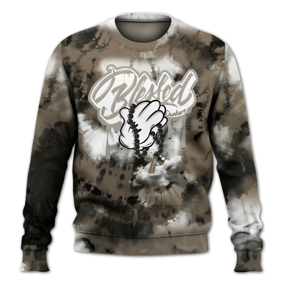 Sweatshirt To Match Low OG Dark Mocha 1s - God Blessed Tie Dye All Over Print
