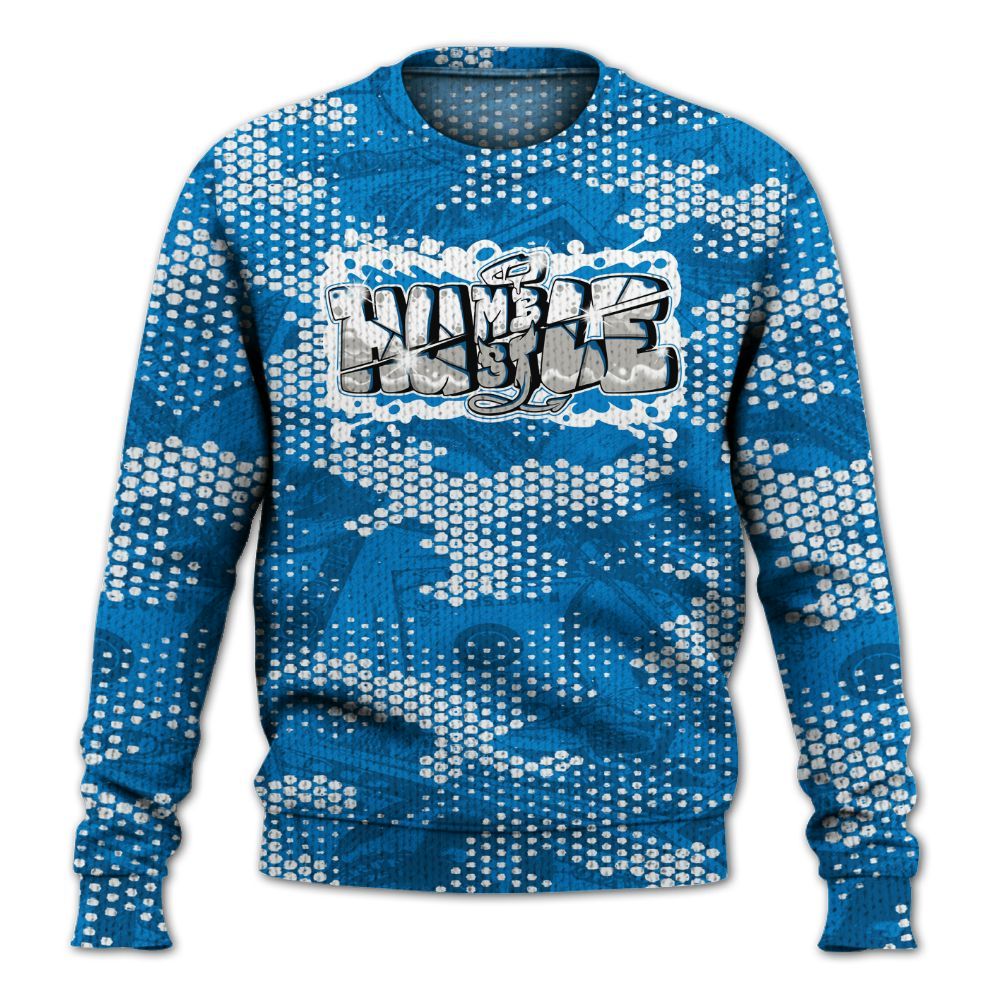 Knitted Sweater To Match Industrial Blue 4s - Humbled Hustles Graphic Banknotes
