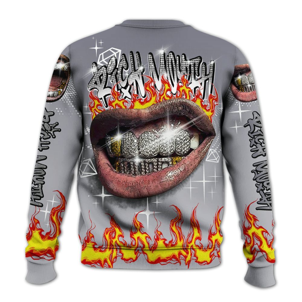 Sweatshirt To Match Low Cement Grey 11s - Rich Mouth Fire Rap Retro 90s All Over Print
