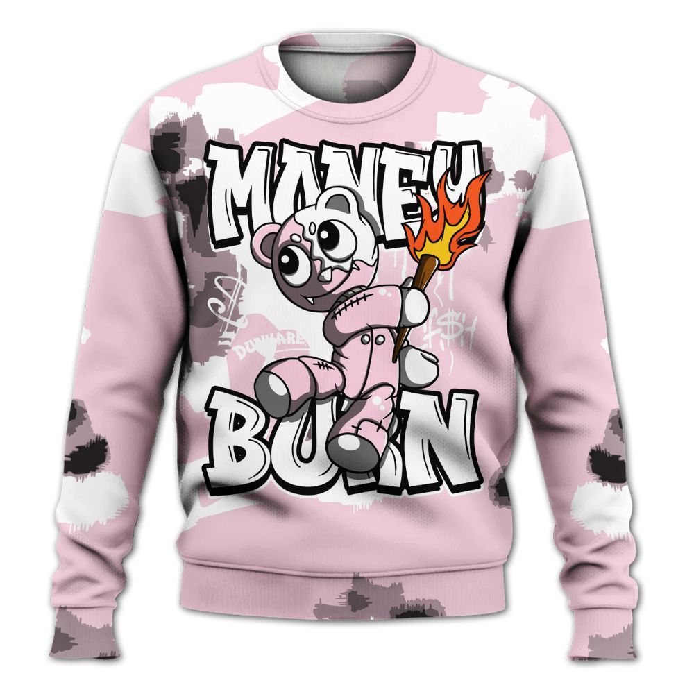 Sweatshirt To Match Orchid 4s - Money Burn Retro All Over Print