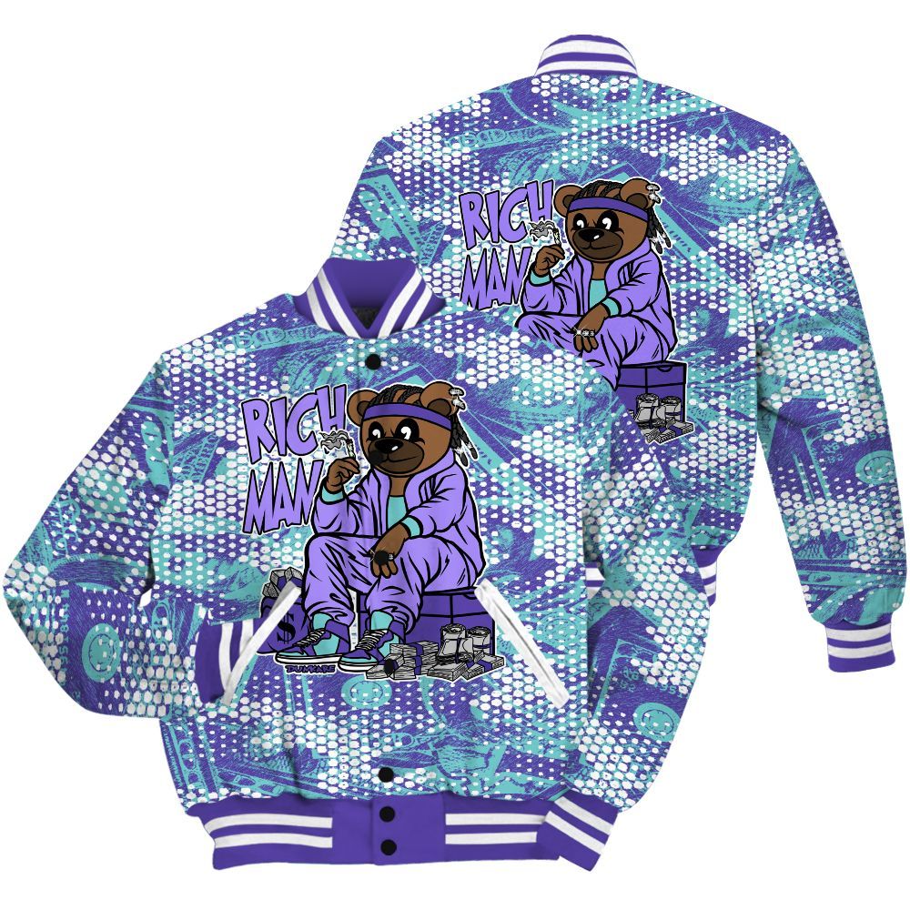 Varsity Jacket To Match Low Hornets 1s Shirt - Rich Man Bear Banknotes Art All Over Print