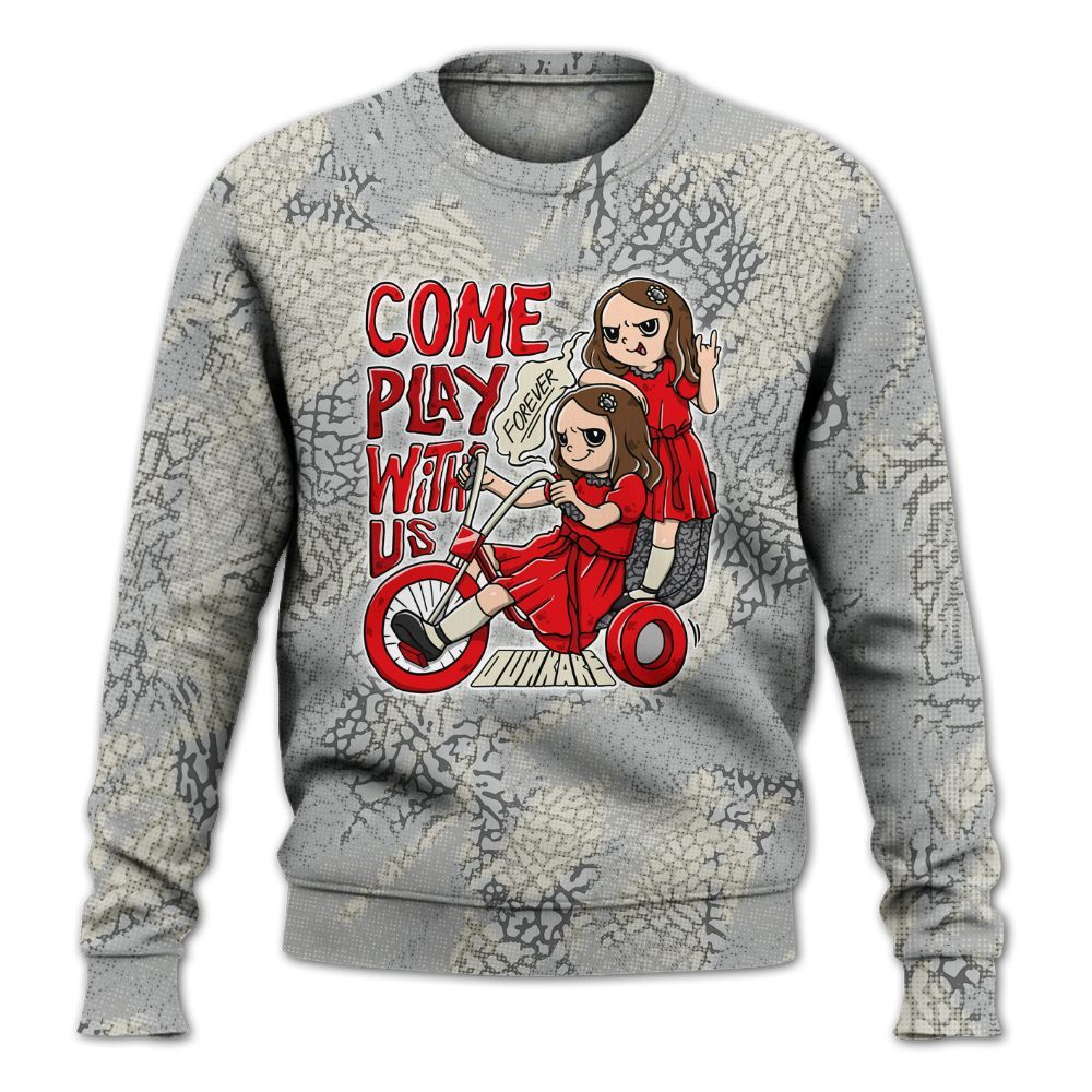 Sweatshirt To Match Cement Grey 3s - Come Hangout Halloween Abstract Halftone All Over Print