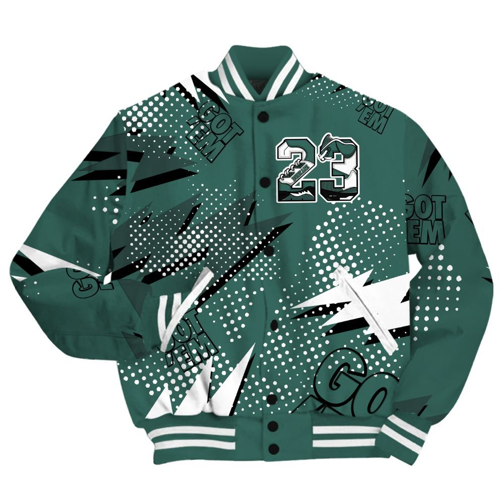 Varsity Jacket To Match Low OG Oxidized Green 1s Shirt, Custom Name Number 23 5s All Over Print