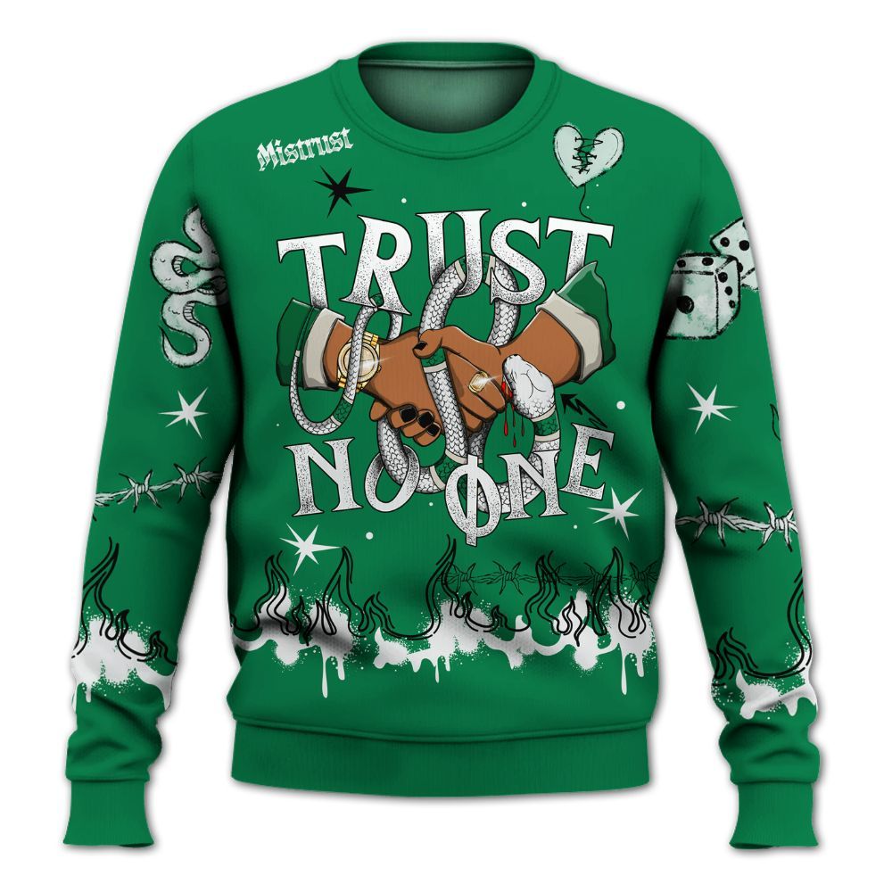 Sweatshirt To Match Lucky Green 2s - Trust No One Snake-Bite Doodle Crayon All Over Print