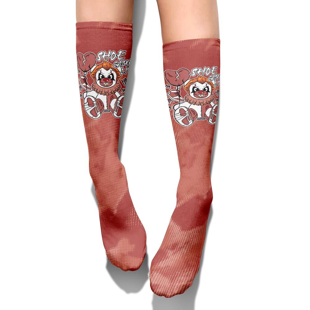 Sock To Match Dune Red 13s - Shoe Game Bear Halloween Abstract Halftone