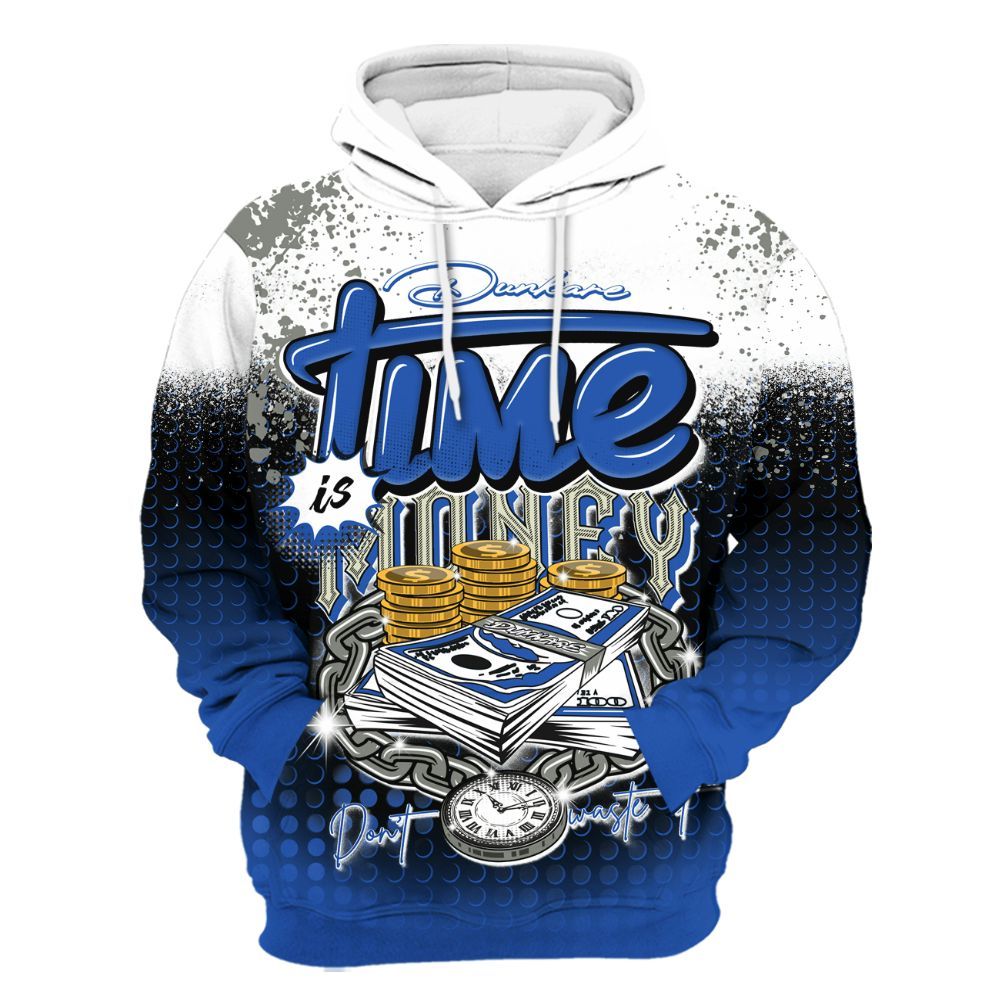 Hoodie To Match Lucky Shorts 3s - Halftone Time Is Money All Over Print