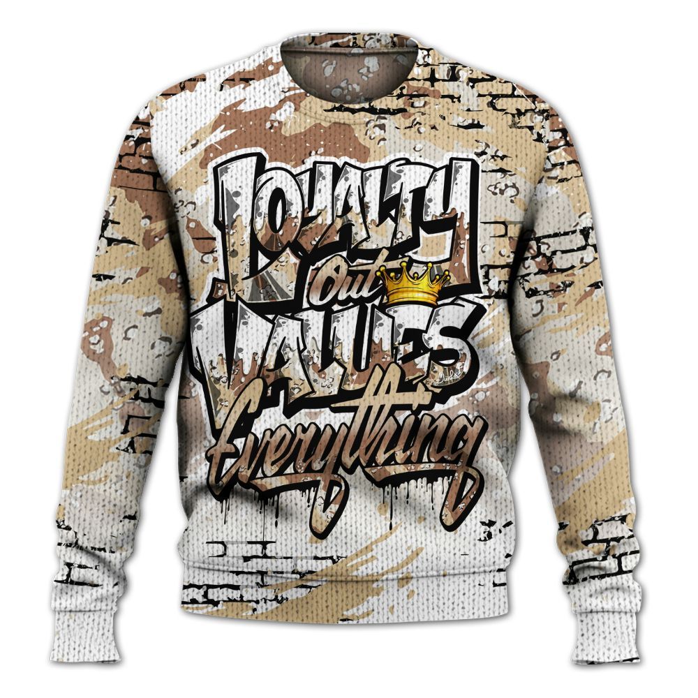 Knitted Sweater To Match Desert Camo 3s - Values Of Loyalty Drip