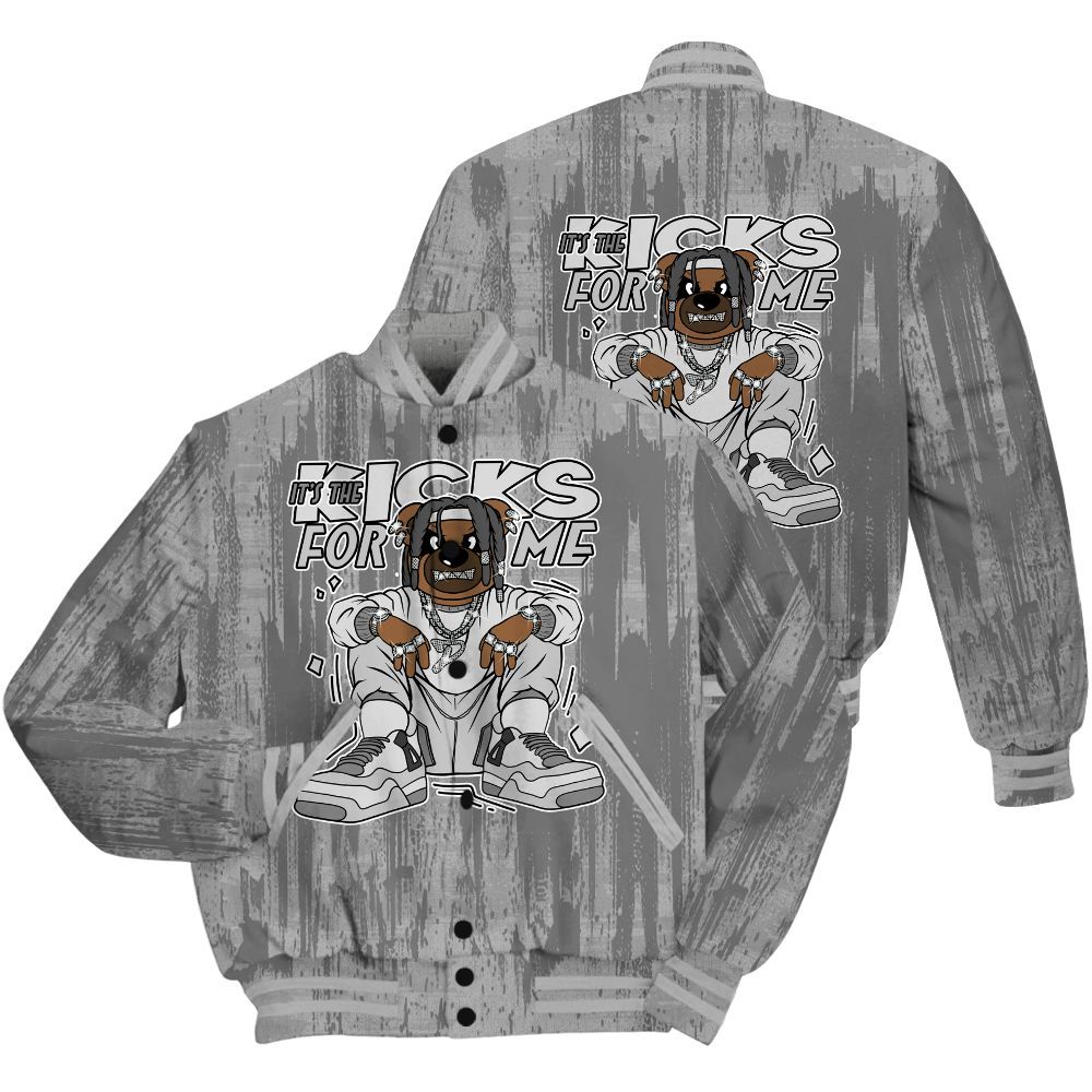 Varsity Jacket To Match Black Wolf Grey 12s Shirt - Sneakers Bear Glitch Art All Over Print