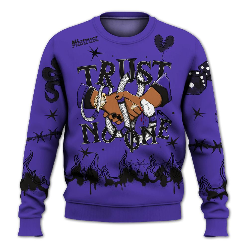 Sweatshirt To Match Field Purple 12s - Trust No One Snake-Bite Doodle Crayon All Over Print