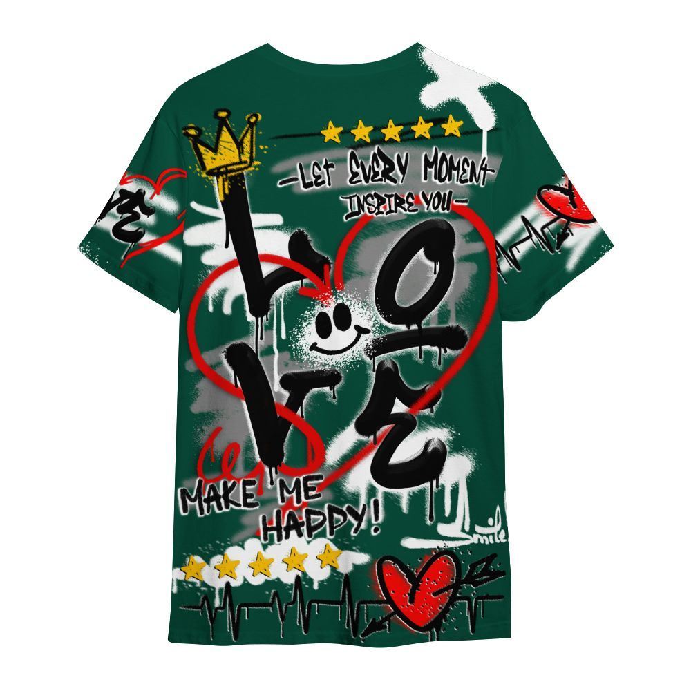 Shirt To Match Oxidized Green 4s - Happy Love Beats Graffiti Streetwear All Over Print