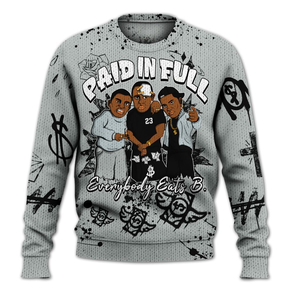 Knitted Sweater To Match Black Wolf Grey 12s - Everybody Paid In Full Crayon