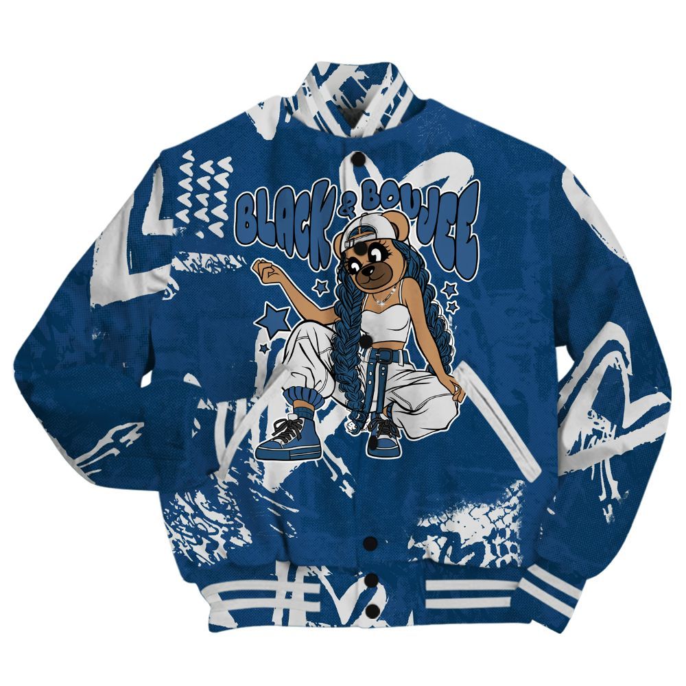 Varsity Jacket To Match High OG Midnight Navy 1s Shirt - Boujee Girls Bear Heart Grunge All Over Print