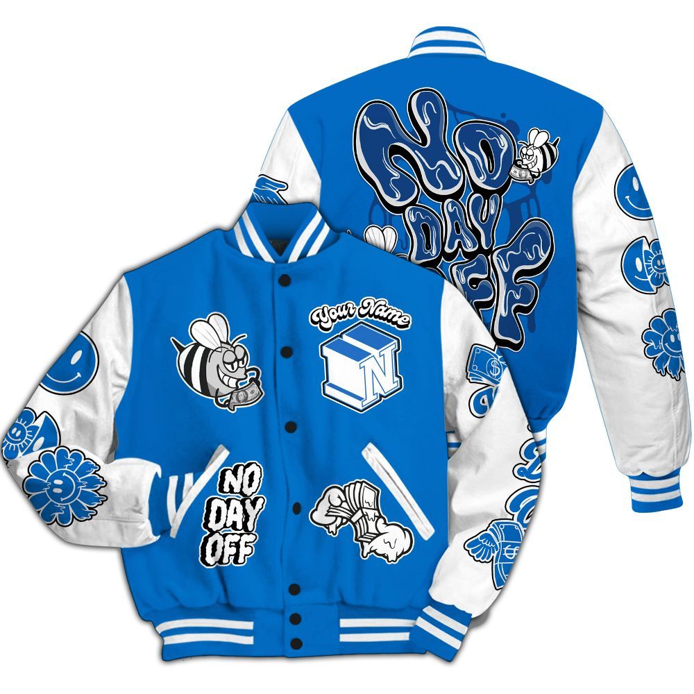 Varsity Jacket To Match Blueberry 12s - No Day Off Graphic Custom Name All Over Print