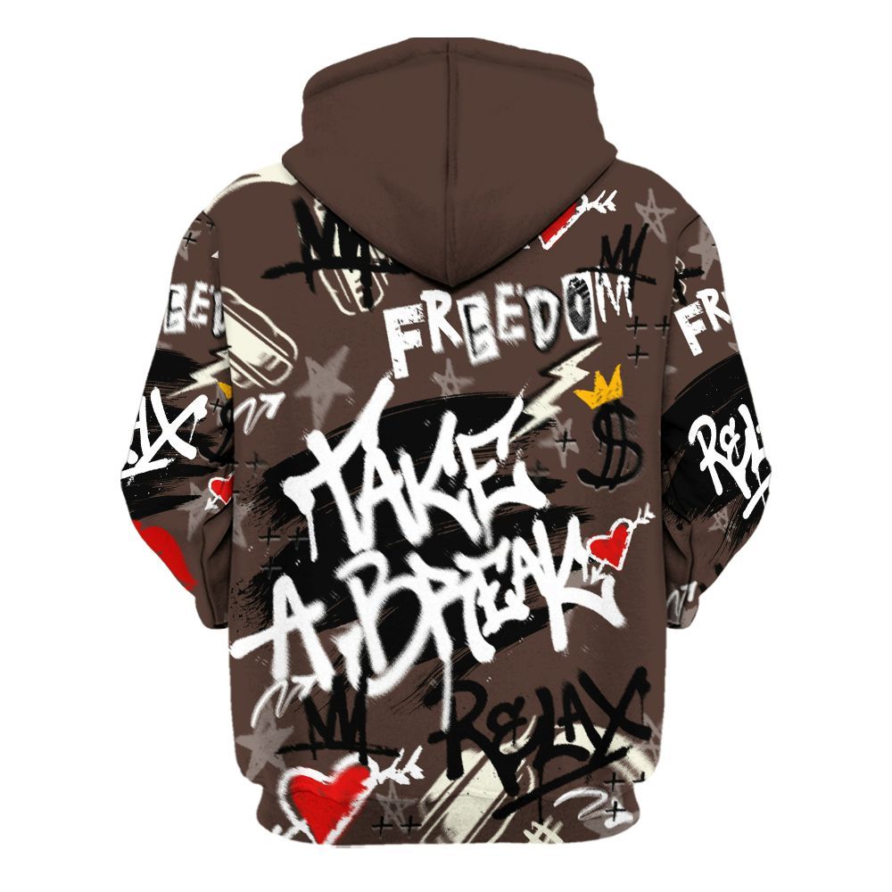 Hoodie To Match SoleFly Cafecito 12s - Take Break Freedom Graffiti Streetwear All Over Print