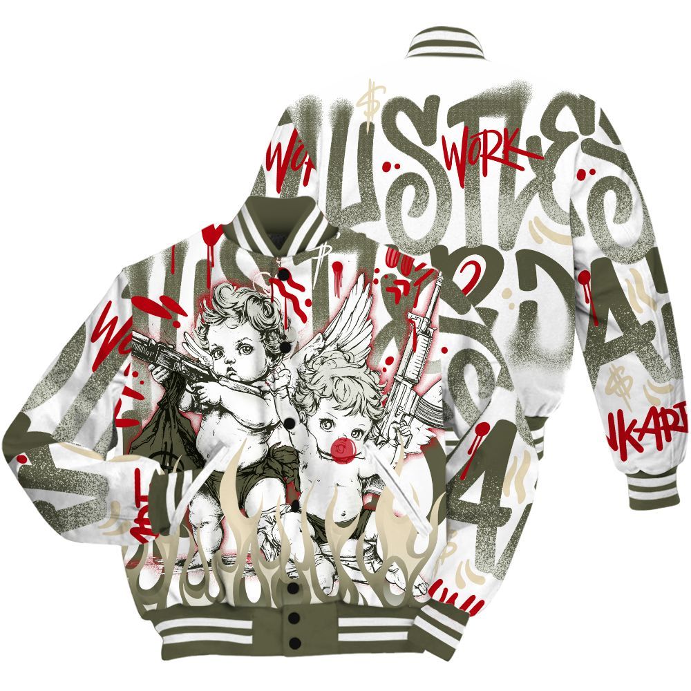 Varsity Jacket To Match Travis Scott Low OG Medium Olive 1s Shirt, Angel Hustle Hard All Over Print