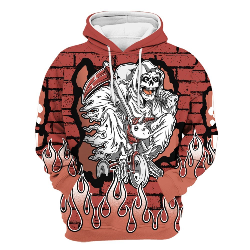 Hoodie To Match Dune Red 13s - Self Make Skeleton Crashed All Over Print