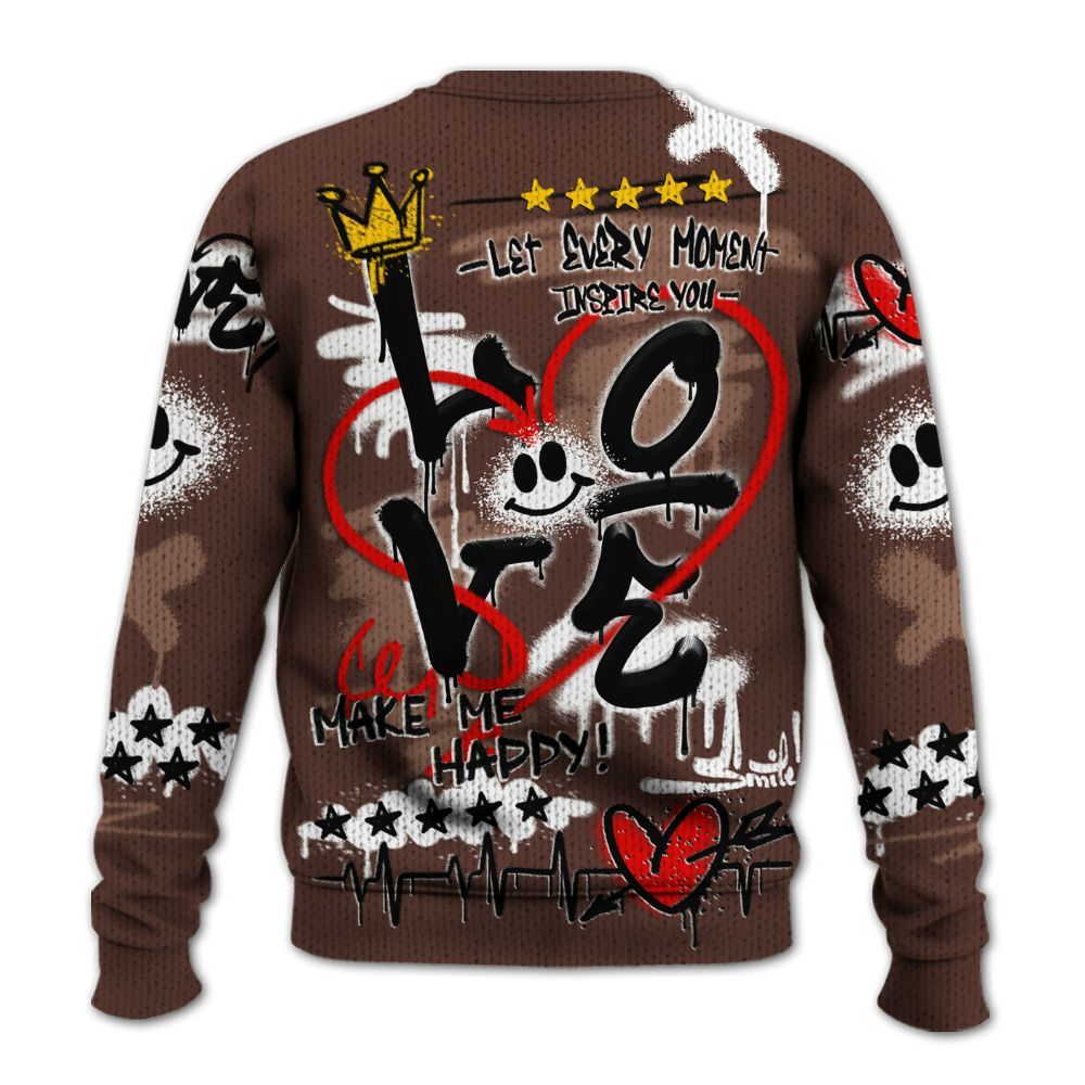 Knitted Sweater To Match KD 4 Christmas - Happy Love Beats Graffiti Streetwear