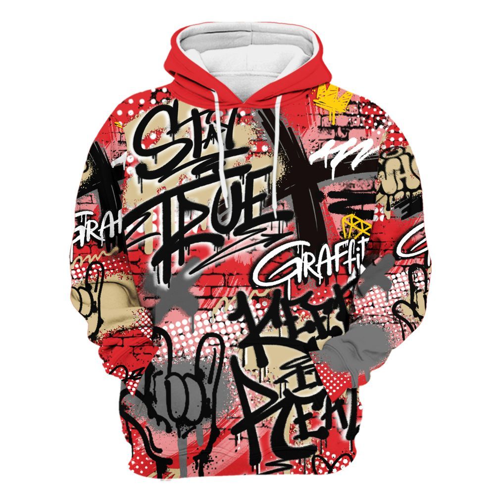 Hoodie To Match Prime 93 Fire Red - True It Real Graffiti Streetwear All Over Print