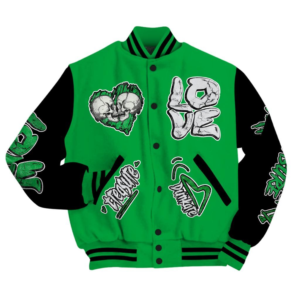Varsity Jacket To Match Low Lucky Green 1s - Skull Bear All Over Print