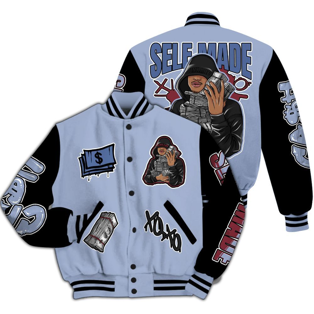Varsity Jacket To Match Black Metallic 5s - Selfmade Unique All Over Print
