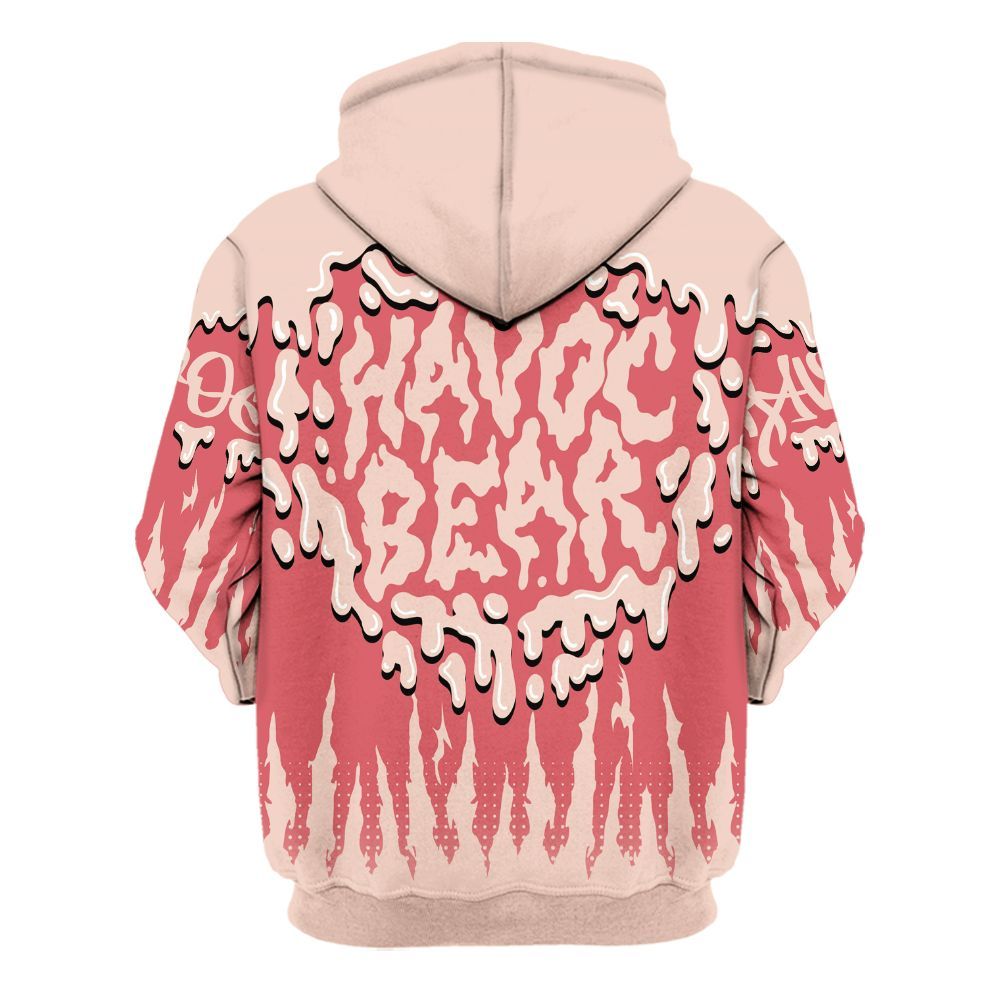Hoodie To Match Washed Coral 2s Shirt - Havok Bear Dripping All Over Print