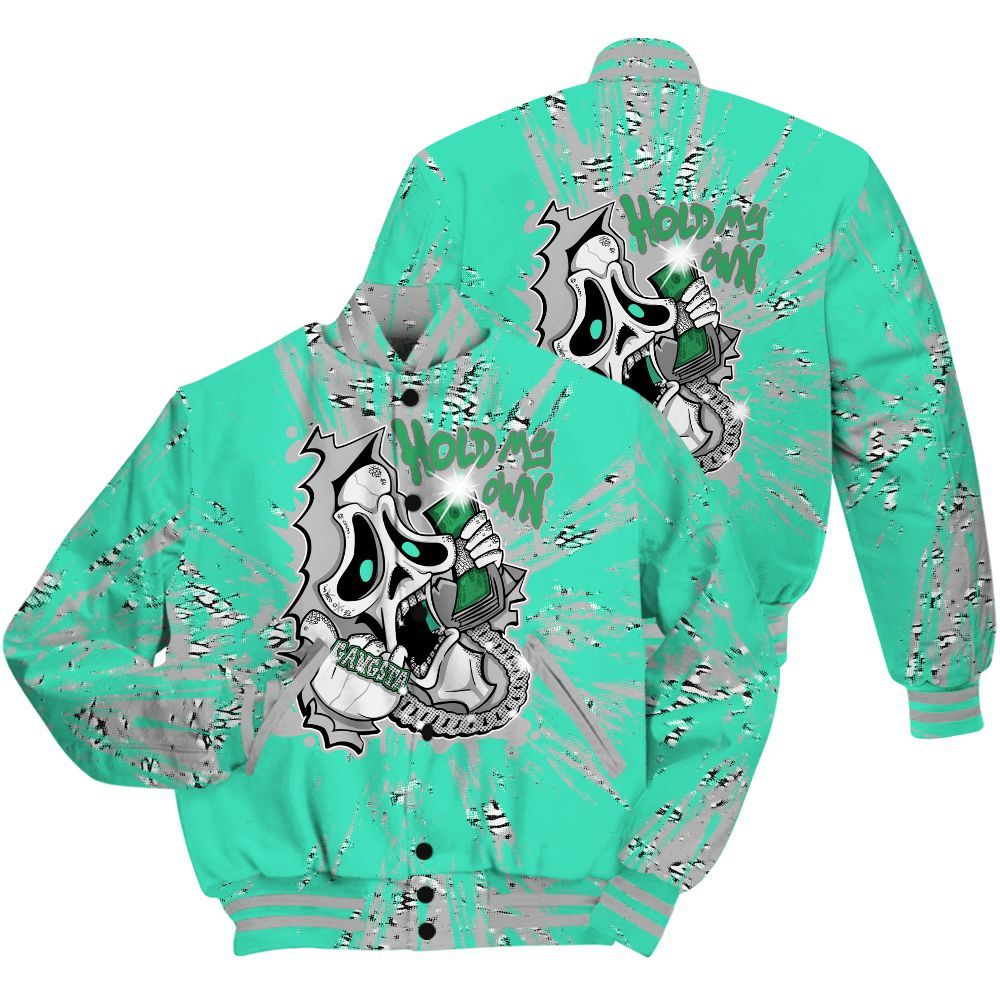 Varsity Jacket To Match Black Green Glow 3s Shirt - Hold My Own Graphic Halloween All Over Print