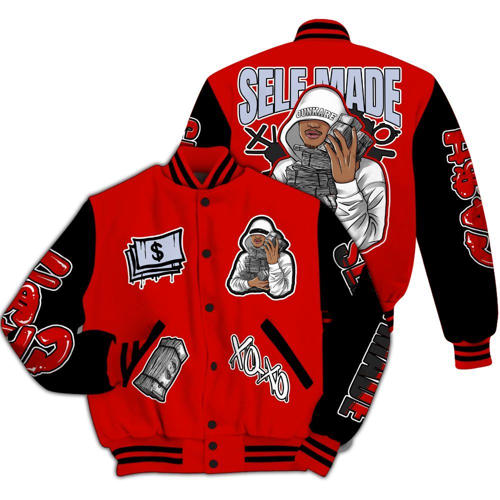 Varsity Jacket To Match Fire Red 6s - Selfmade Unique All Over Print