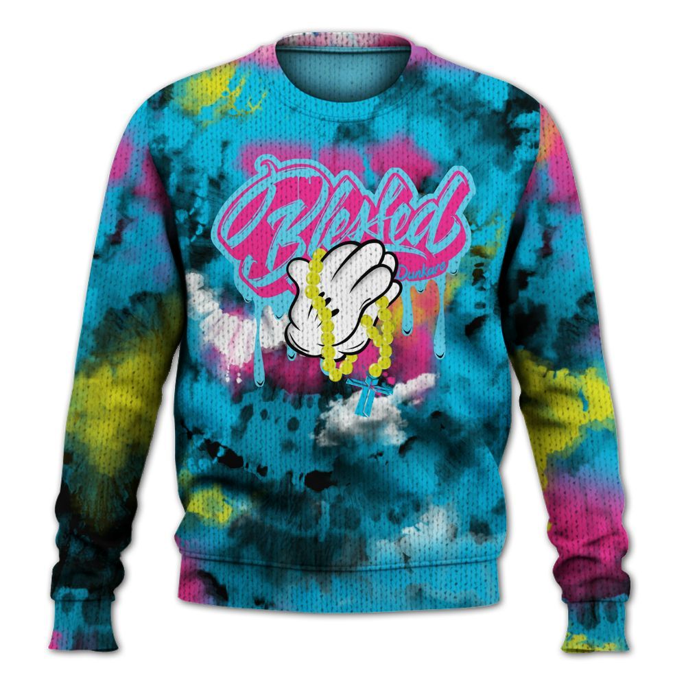 Knitted Sweater To Match Tokyo Nights Stewie 3s - God Blessed Tie Dye