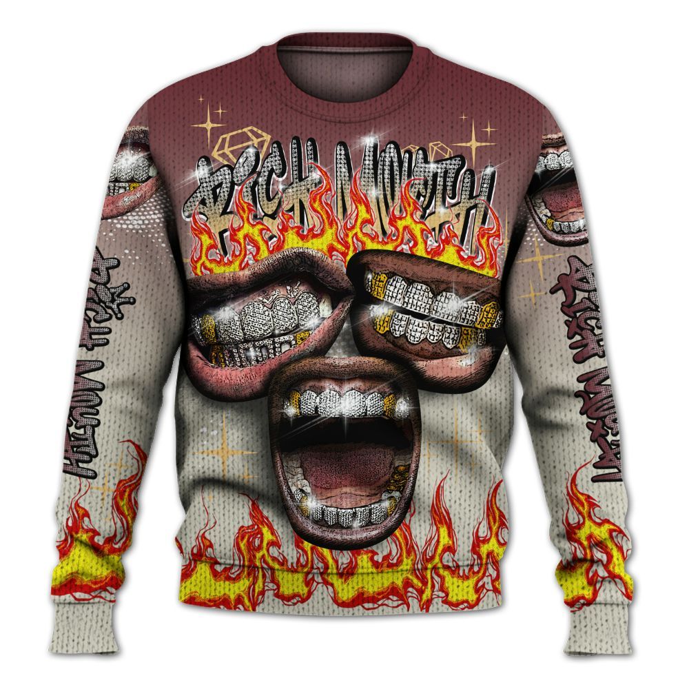 Knitted Sweater To Match Legacy 312 Year Of The Snake - Rich Mouth Fire Rap Retro 90s