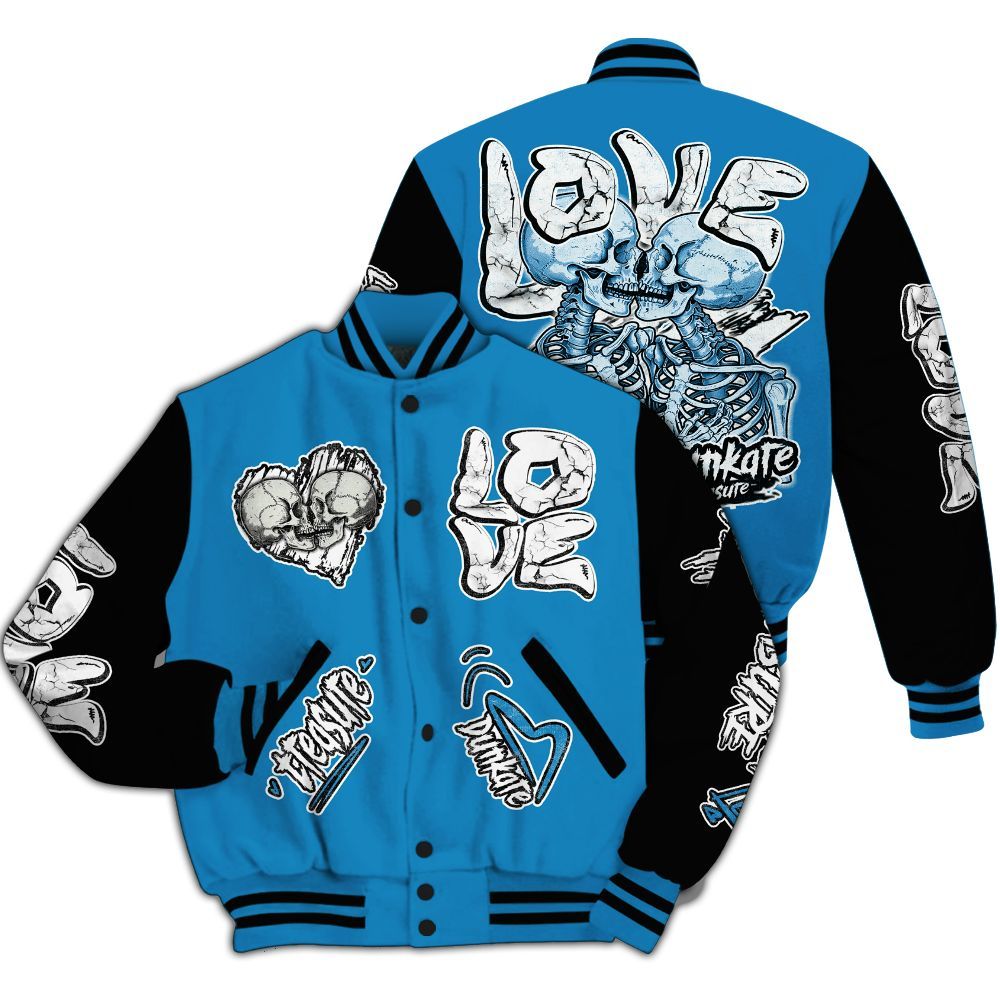Varsity Jacket To Match Retro University Blue 9s - Skull Bear All Over Print