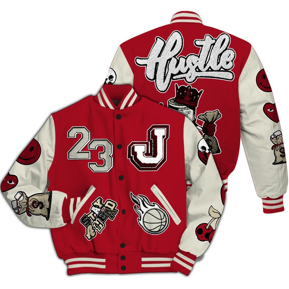 Varsity Jacket To Match 2025 High OG Cinnabar 1s - Hustles Money Number 23 All Over Print