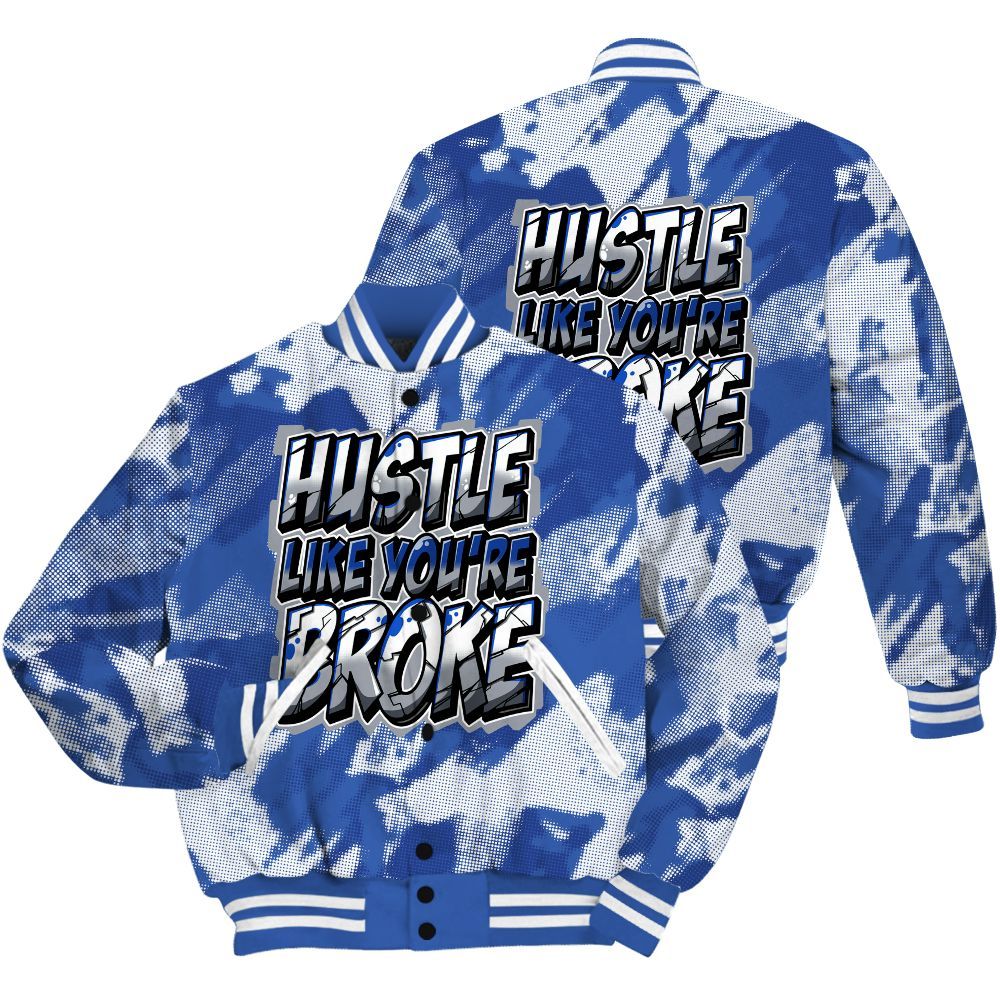 Varsity Jacket To Match Air Foamposite One Royal Shirt - Hustles Like Broke Abstract All Over Print