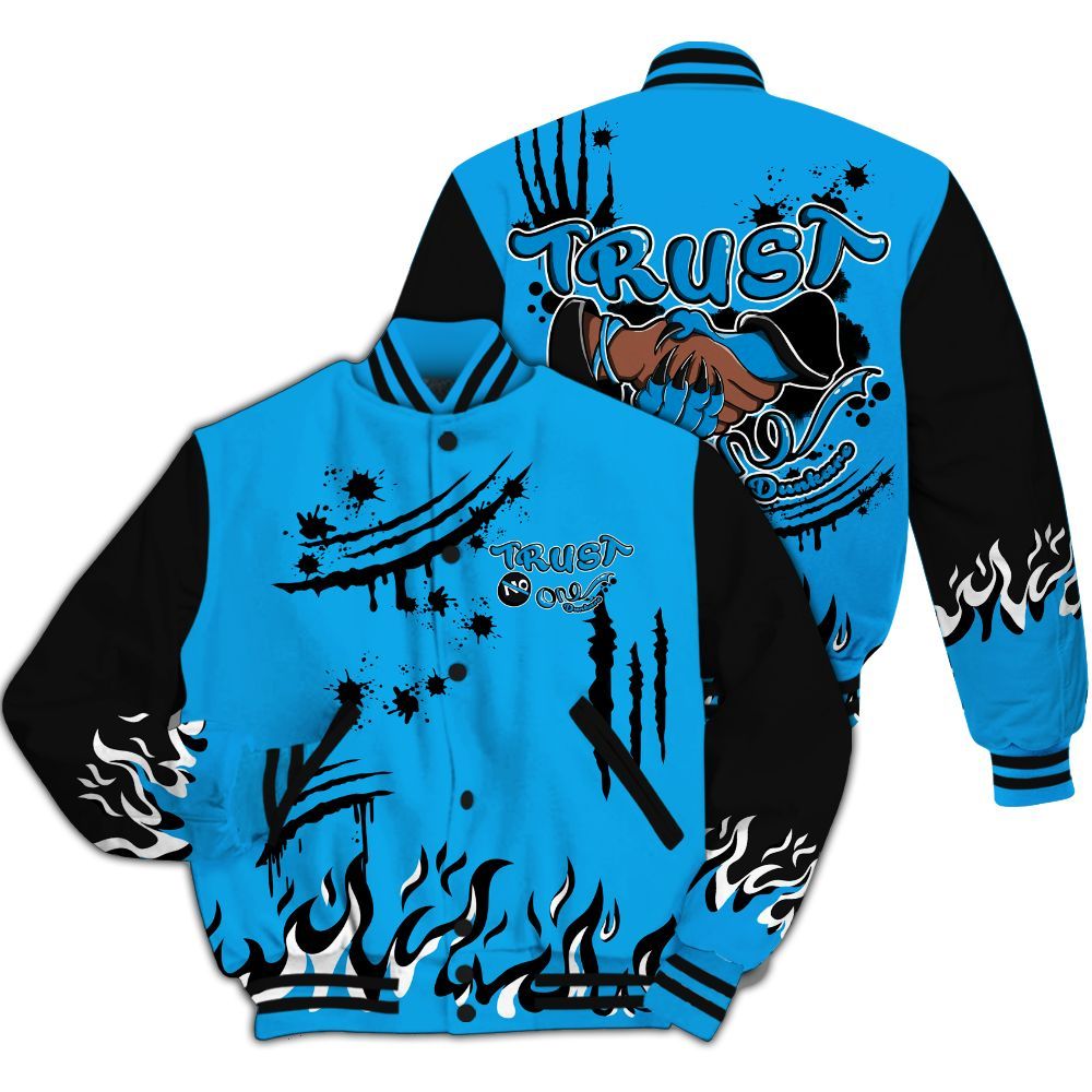 Varsity Jacket To Match Black University Blue 2022 13s - Graphic Trust No One All Over Print