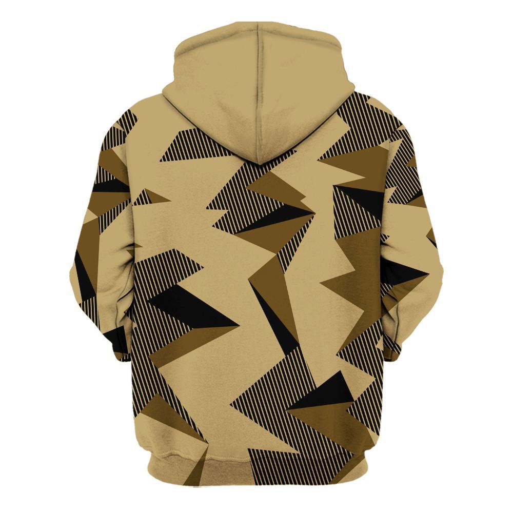 Hoodie To Match High OG Black Metallic Gold 1s - Geometric Camouflage Pattern All Over Print