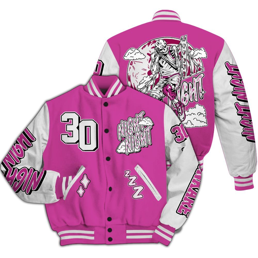 Varsity Jacket To Match Dunk Low Active Fuchsia - Seeya Skeleton All Over Print