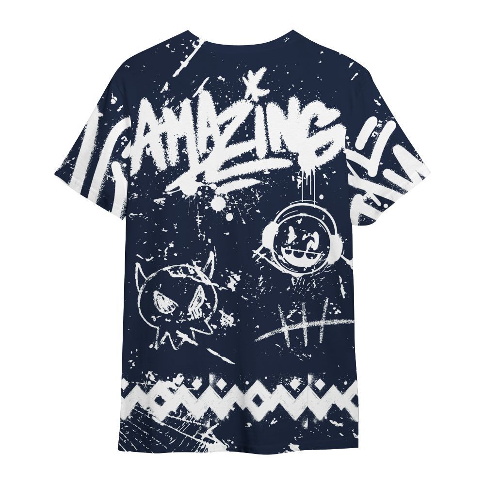 Shirt To Match Dunk Low White Midnight Navy - Friday Sneaker Crayon All Over Print
