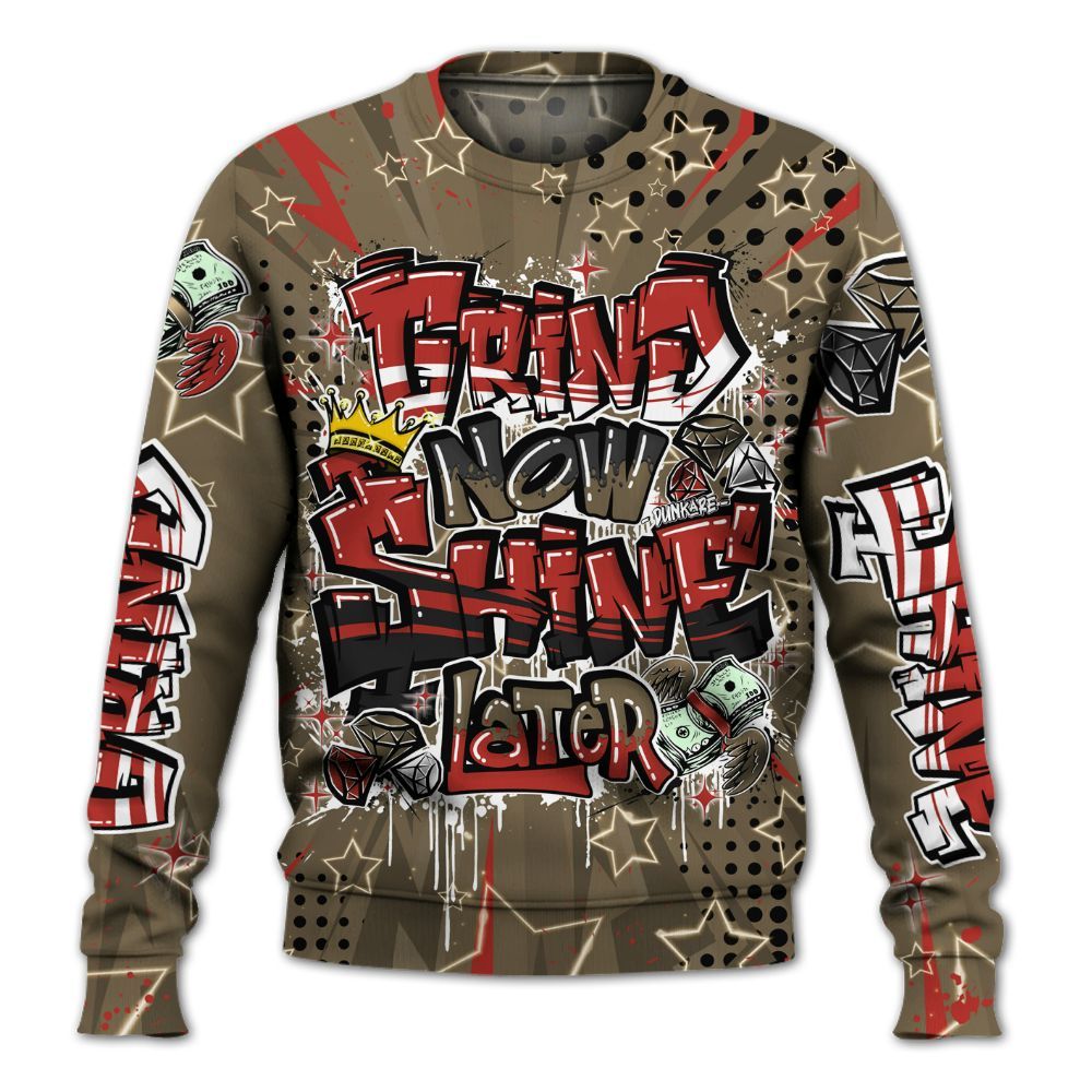 Sweatshirt To Match Olive 9s - Grind2 Shine Later All Over Print