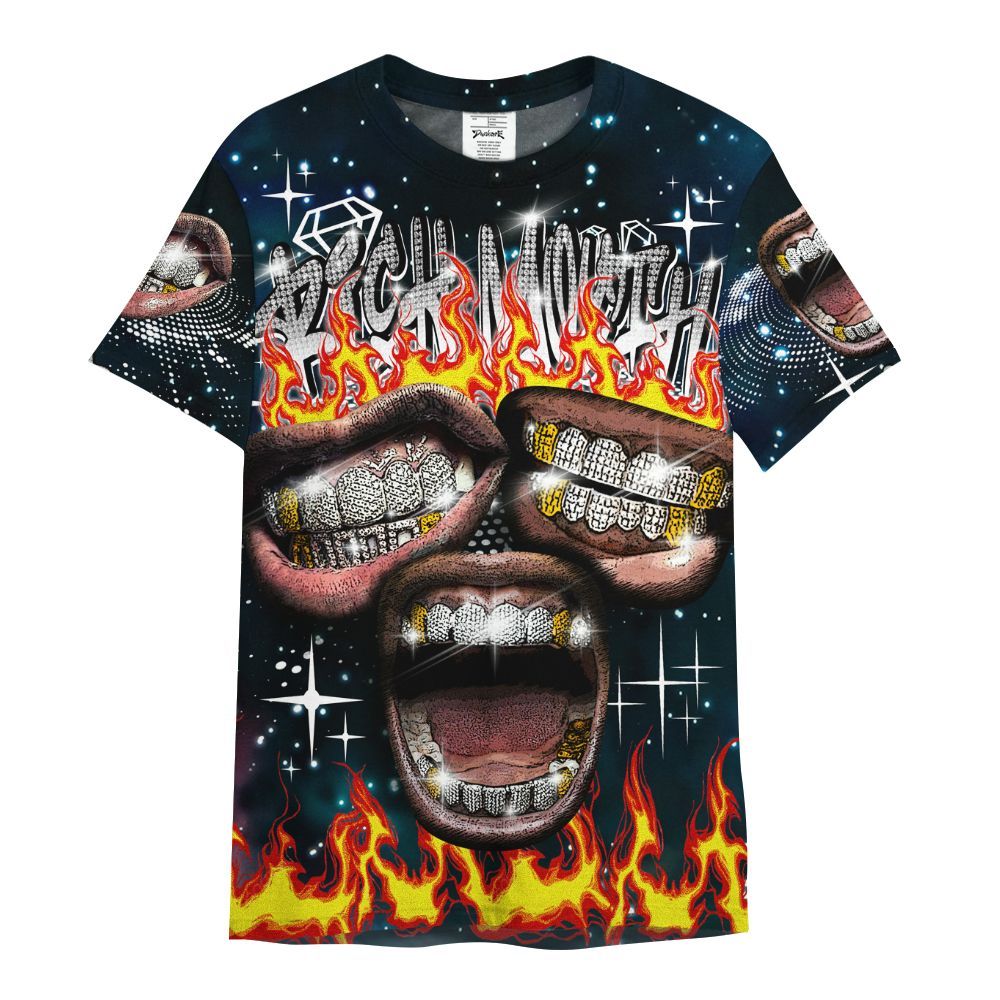 Shirt To Match Air Foamposite One Galaxy - Rich Mouth Fire Rap Retro 90s All Over Print