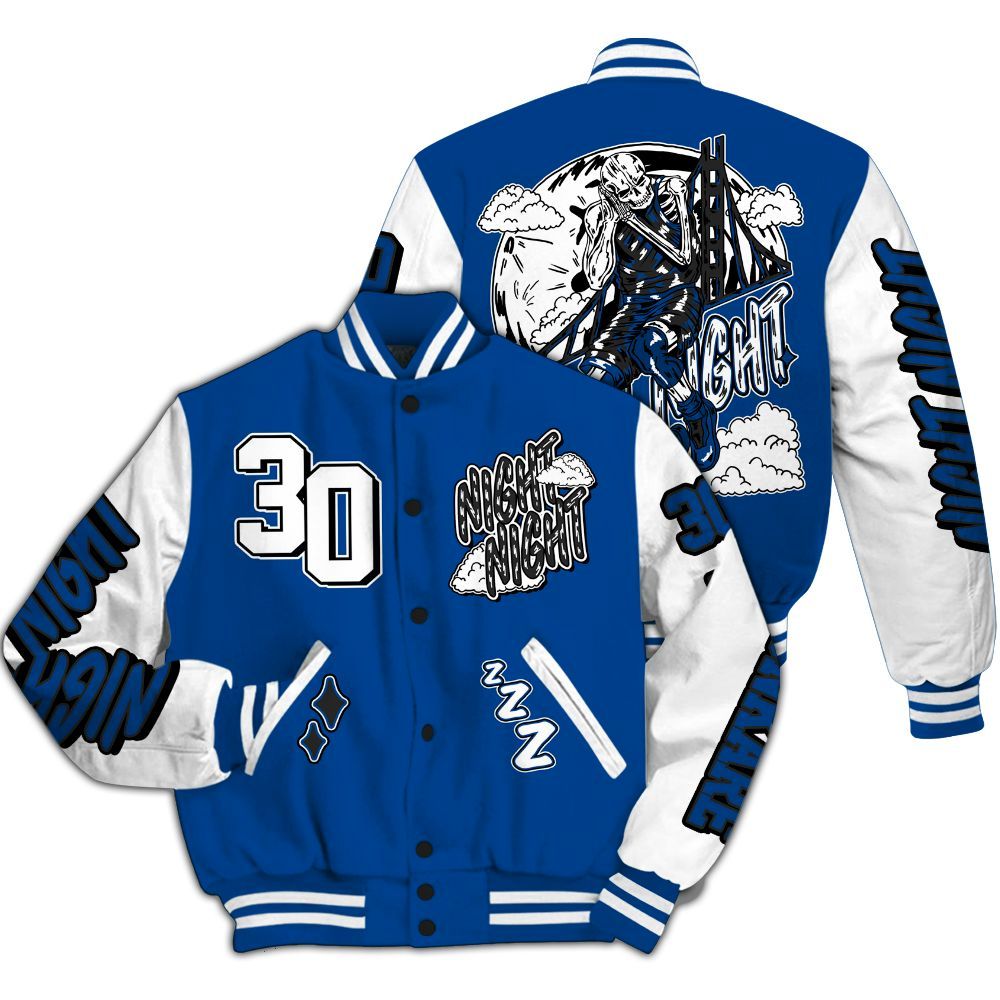 Varsity Jacket To Match Low 85 Royal 1s - Seeya Skeleton All Over Print