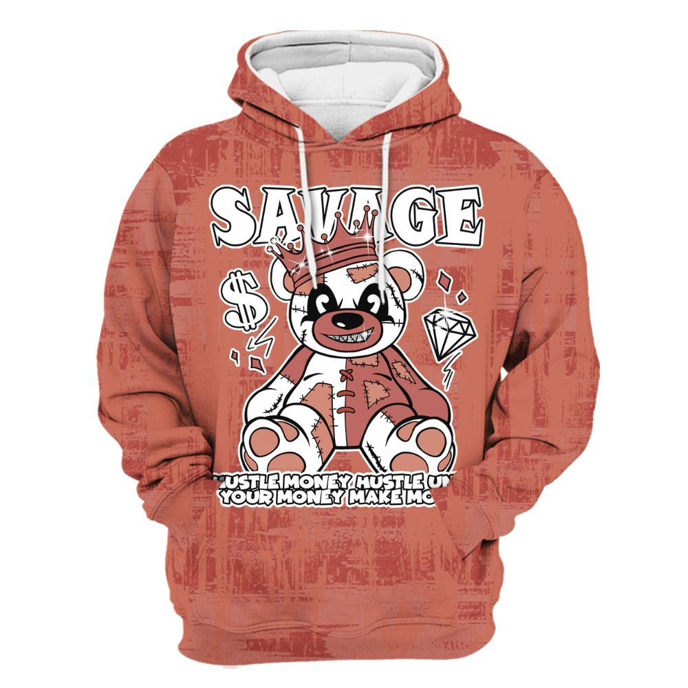 Hoodie To Match Dune Red 13s - Savages Bear Glitch Art All Over Print