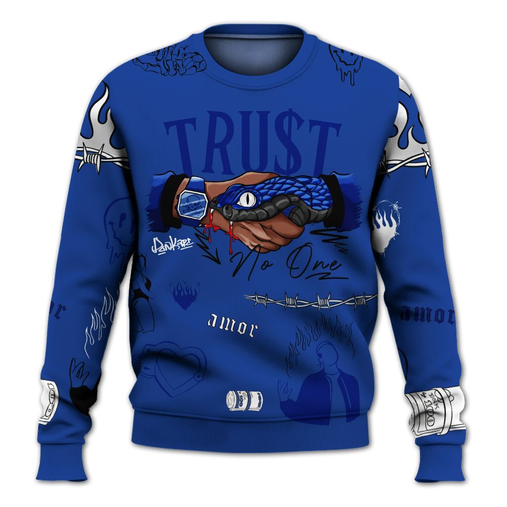 Sweatshirt To Match Air Foamposite One Royal - Snake Trust No One All Over Print